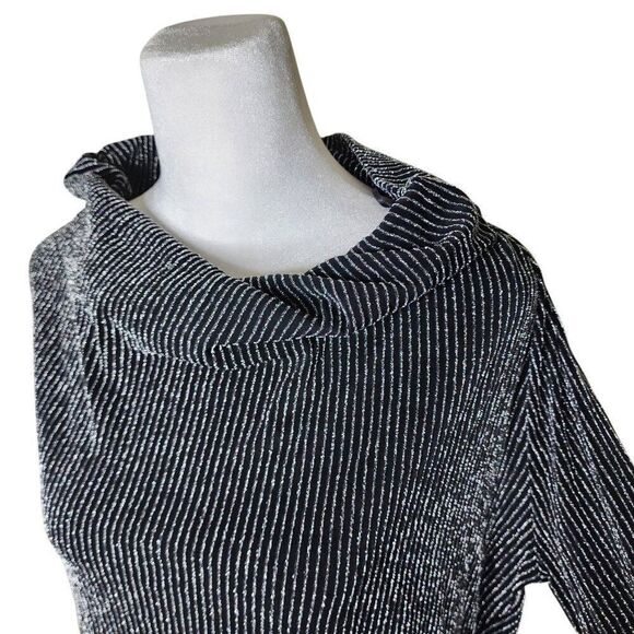 MIchael Kors Metallic Cowl Neck Silver Tunic Top Womens Size XL Black - Picture 3 of 10